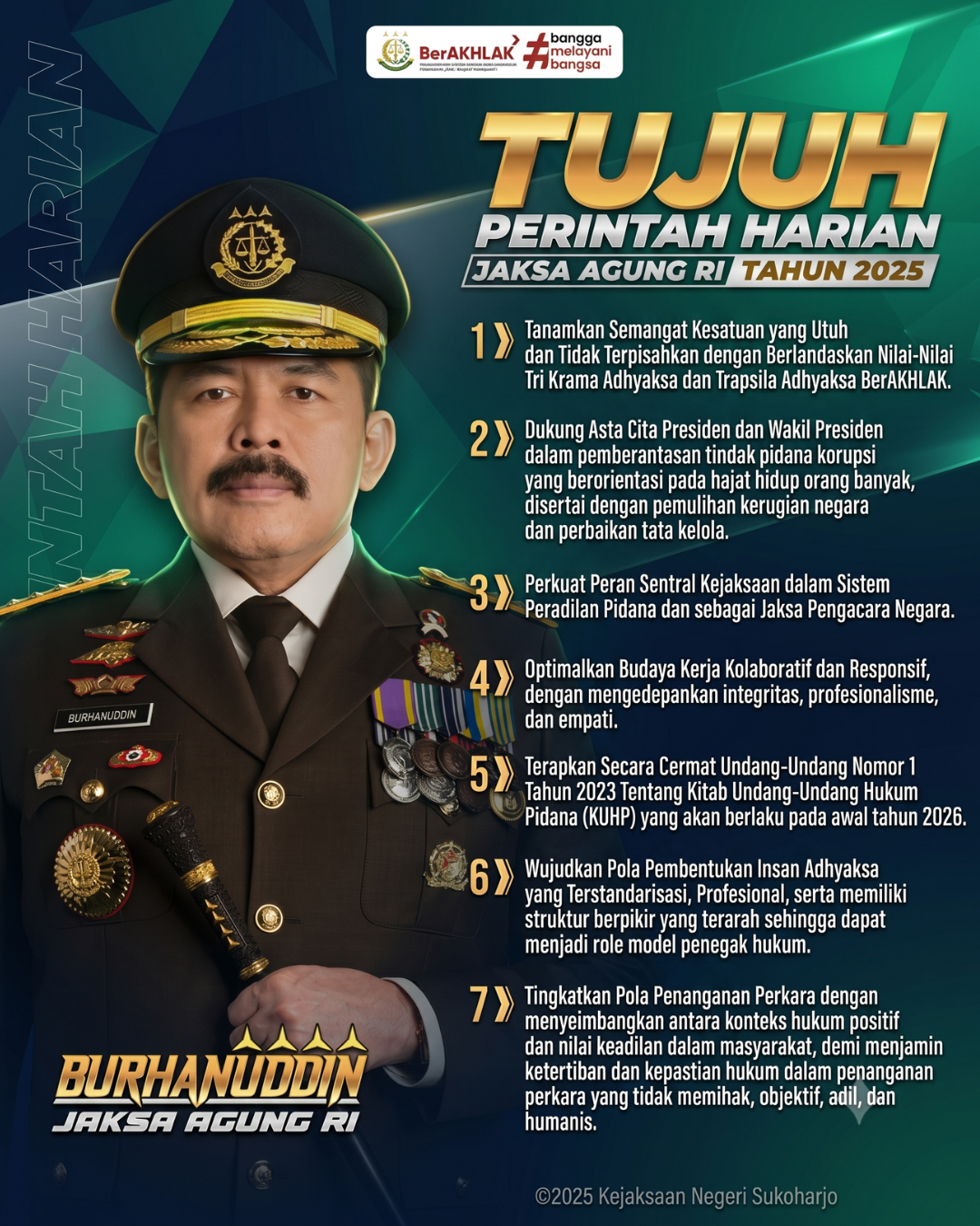 Tujuh Perintah Harian Jaksa Agung RI
