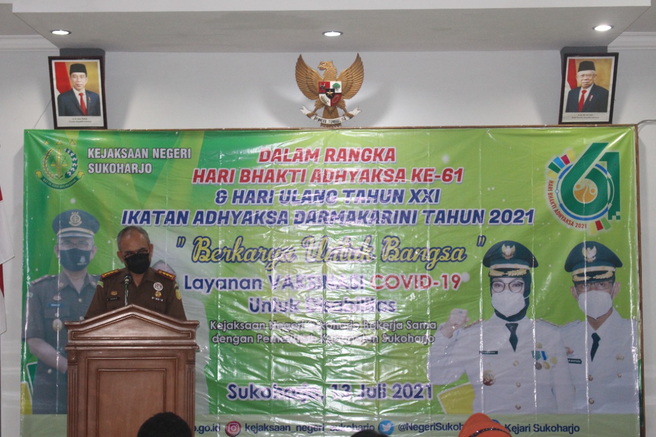 Peringati Hari Bhakti Adhyaksa ke 61, Kejaksaan Negeri Sukoharjo  Gelar Vaksinasi Covid 19 secara Gratis