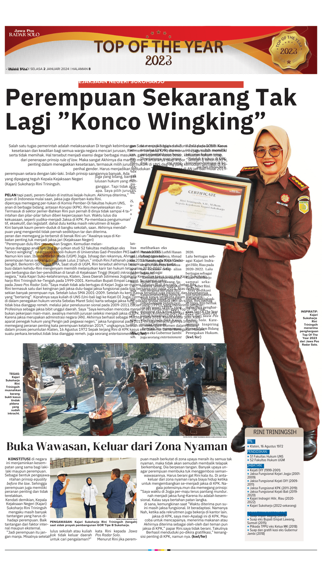 Kepala Kejaksaan Negeri Sukoharjo Menerima Penghargaan Top Of The Year 2023 