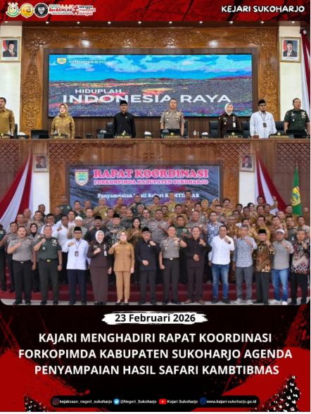 Gambar kegiatan: Rapat Koordinasi Forkopimpda Kab. Sukoharjo Agenda Penyampaian Hasil Safari Kambtibmas