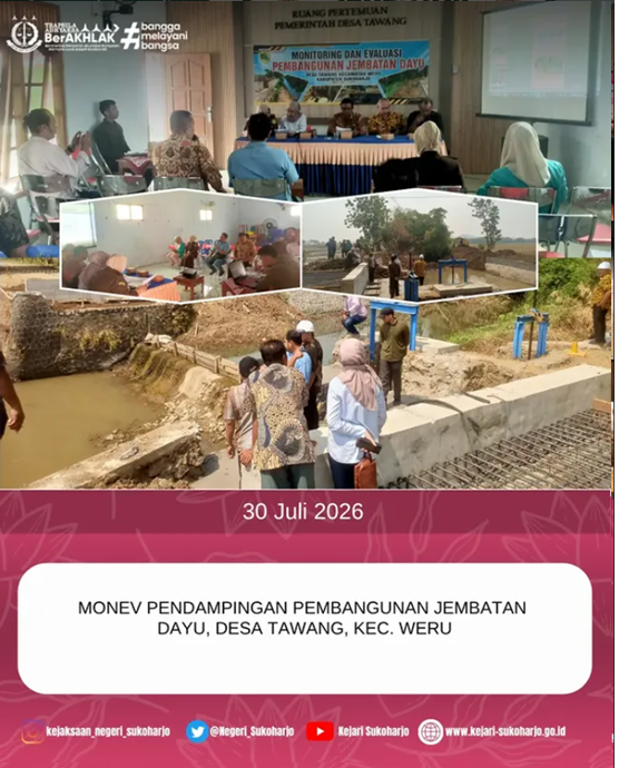 Gambar kegiatan: Monev Pembangunan Jembatan Dayu Desa Tawang Kecamatan Weru